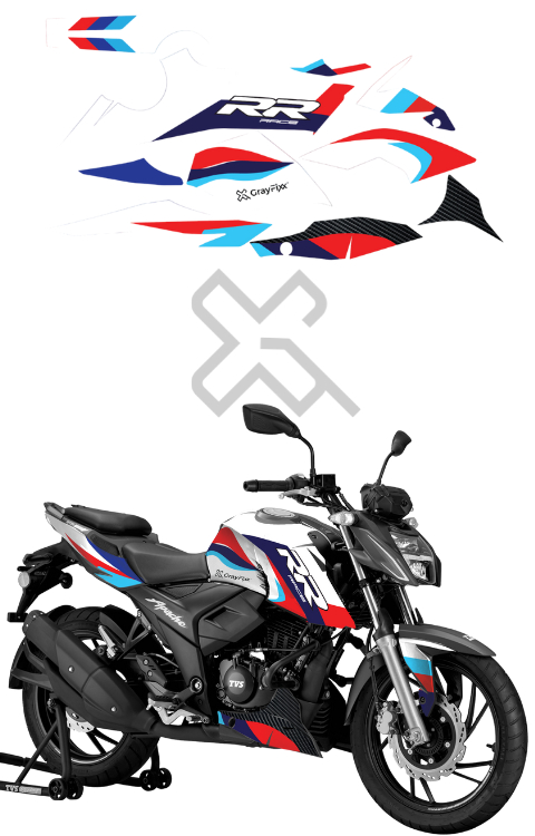 RR Edition Full Body Sticker Compatible with Apache RTR 160/200 4V | Made In Premium Gloss Vinyl With FPF(Fade Protection Film), Water Proof, Precut Sticker, Pack Of 1 Compatible with Both Side
